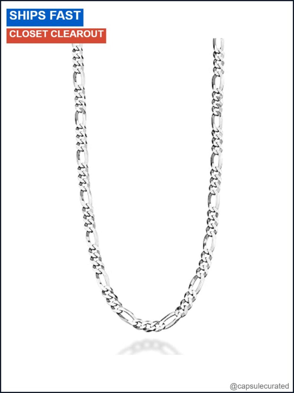 Italian 925 Sterling Silver 5mm Figaro Chain Necklace Unisex